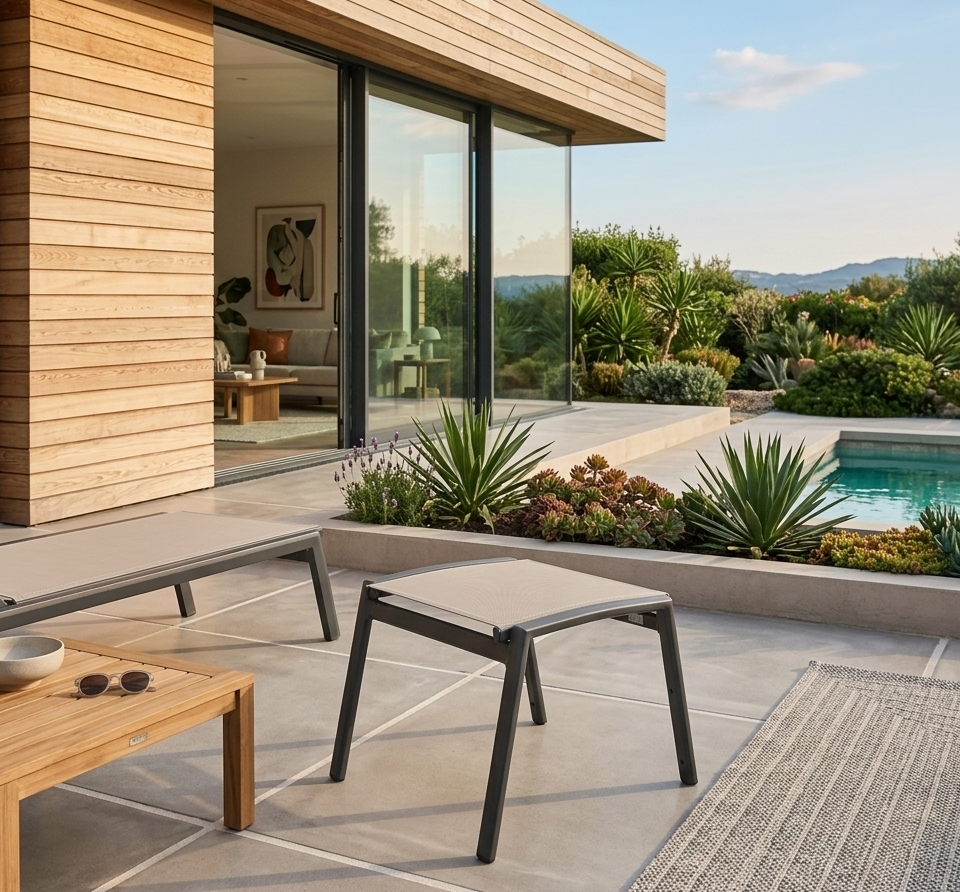 Aluminium / Sling-Textilen Hocker Avantage Mocca in anthrazit