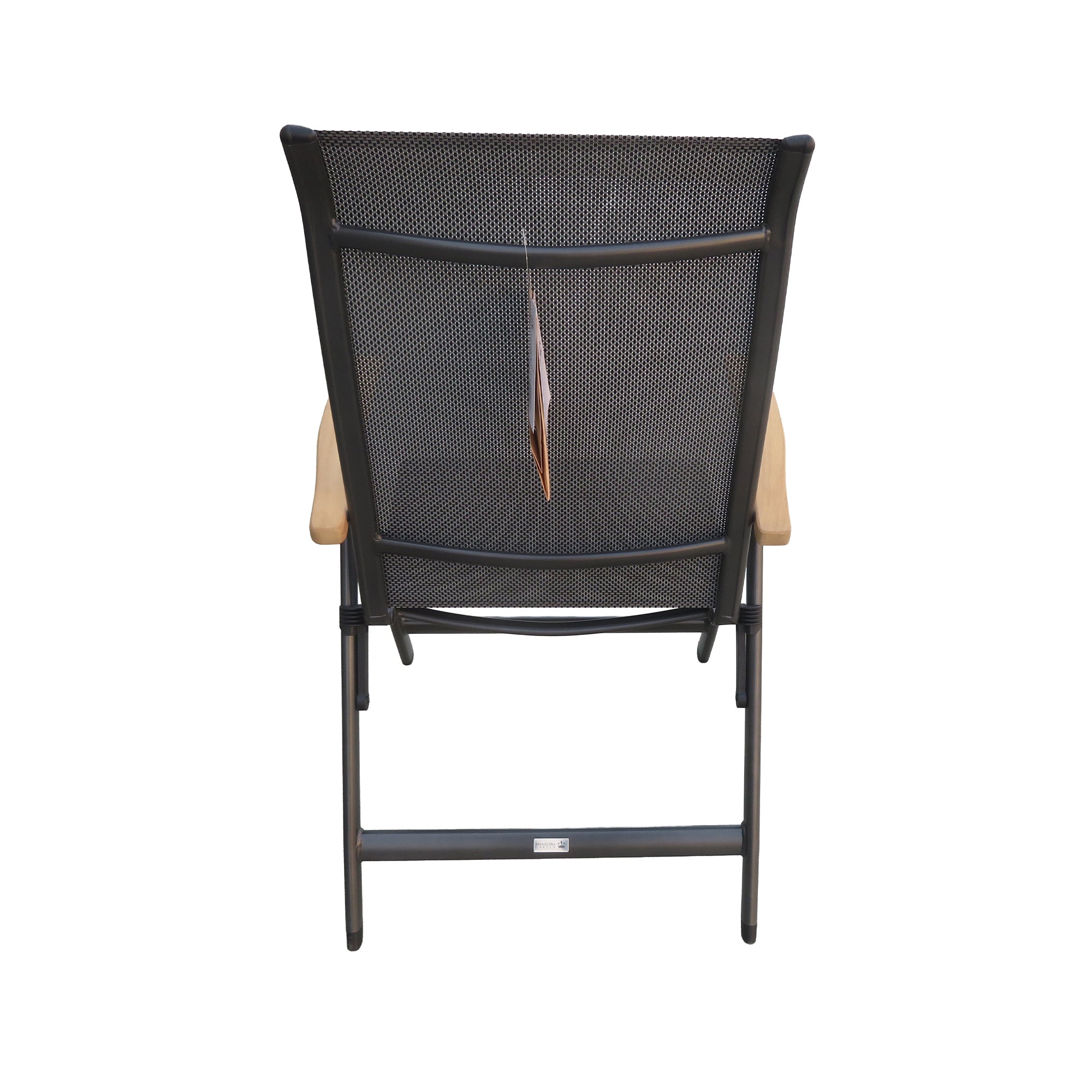 Alu / Sling-Textilen Klappsessel Dakar mit TEAK Armlehnen in anthrazit / mixed taupe