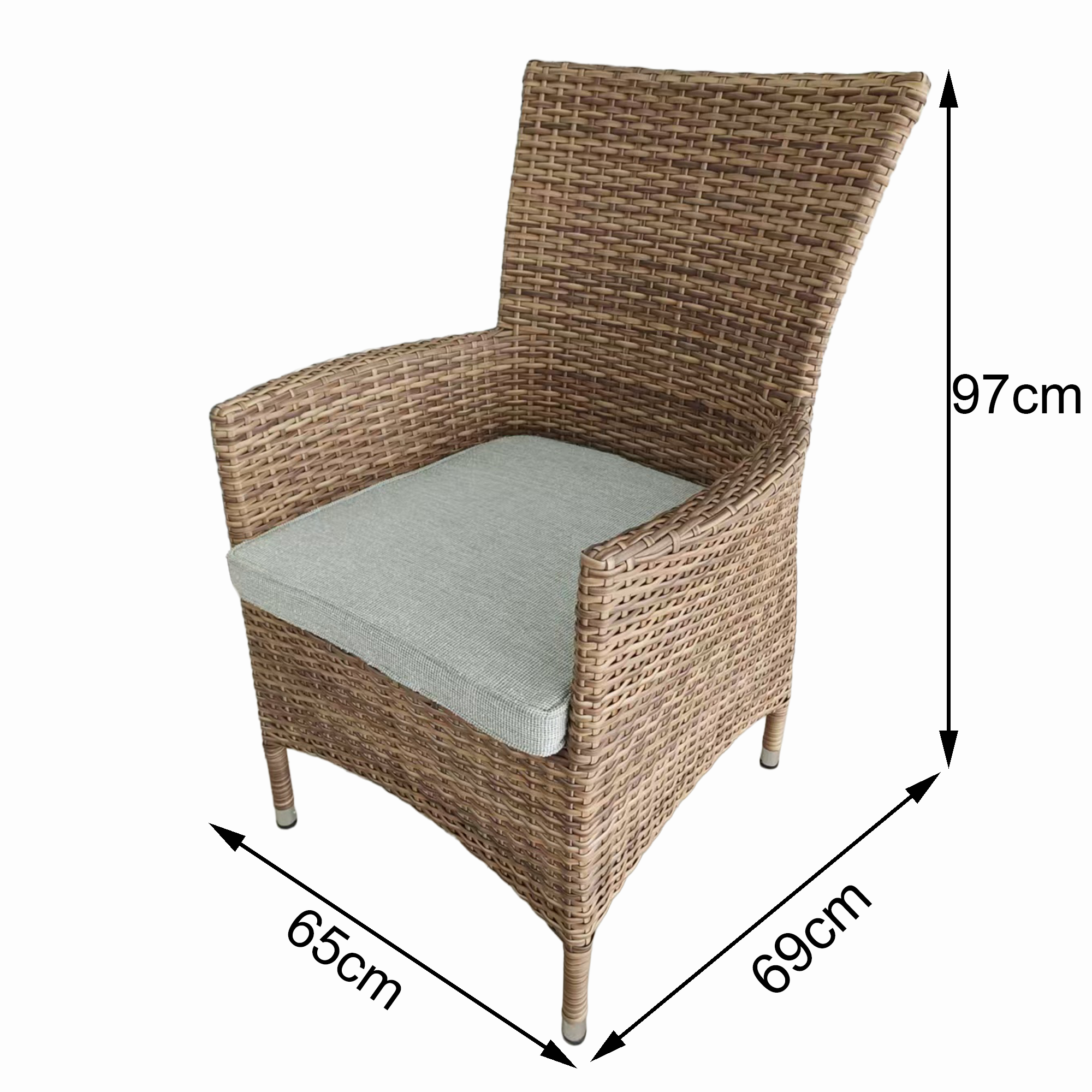 Aluminium / Polyrattan Dining Sessel Iguana extra breit und hoch