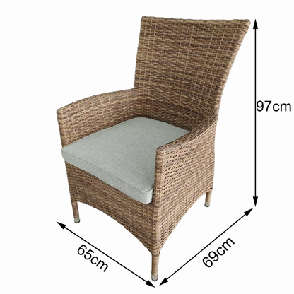 Aluminium / Polyrattan Dining Sessel Iguana extra breit und hoch