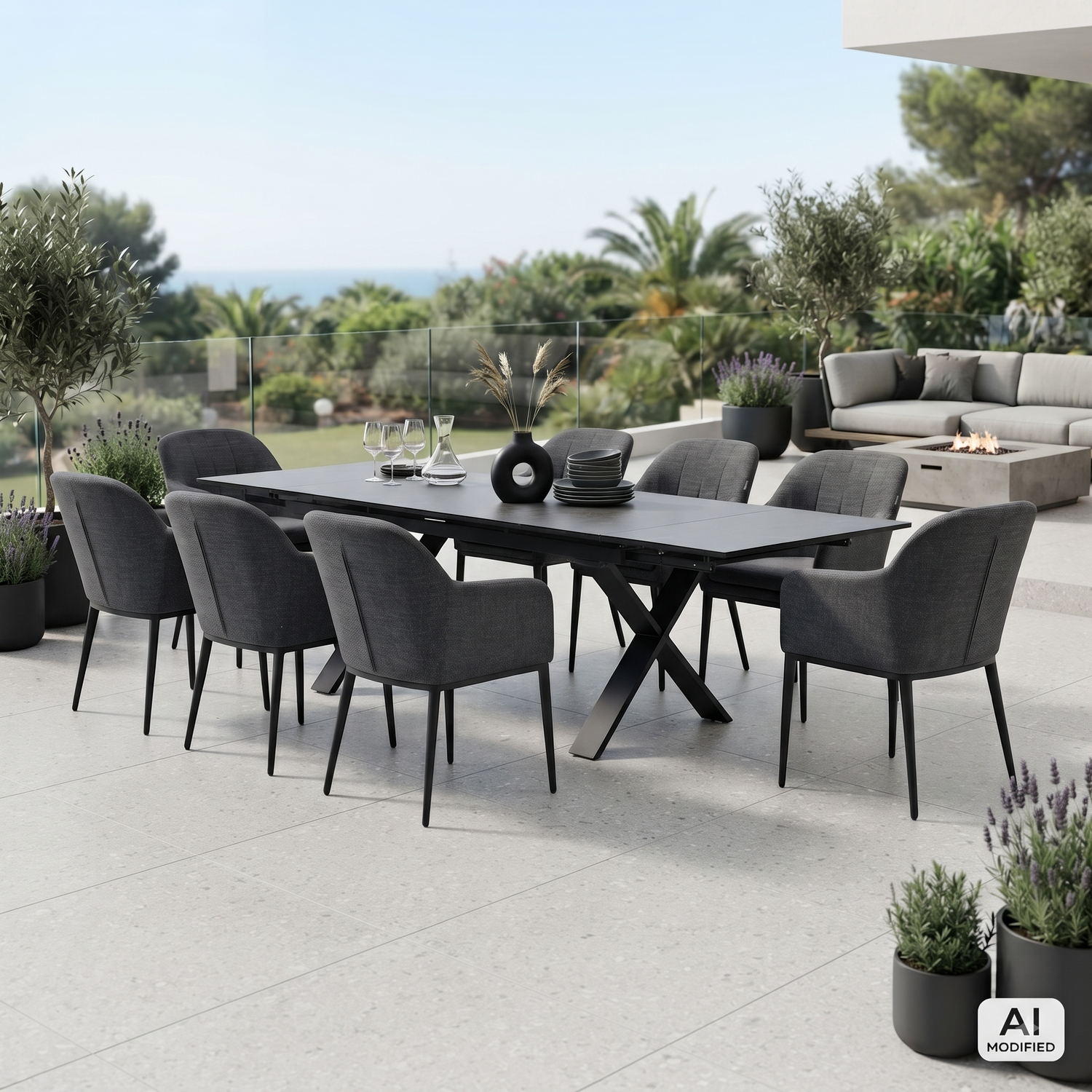 LUXURY! ESSGRUPPE / Dining Set HERITAGE ONYX /  ARONA / LIKA-TEX®  365 Tage wetterfest genießen