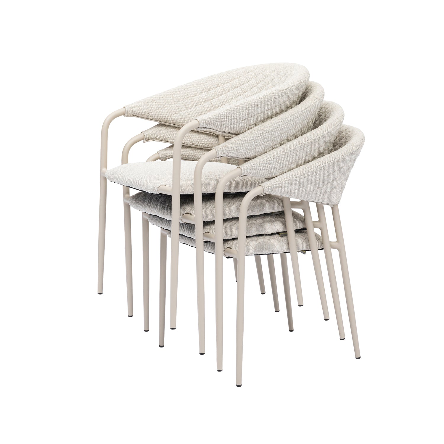 LUXUS! Dining Set PURO – 365 Tage draußen leben - 6 x Puro Stapelsessel in PEARL &amp; 1 x Puro Tisch