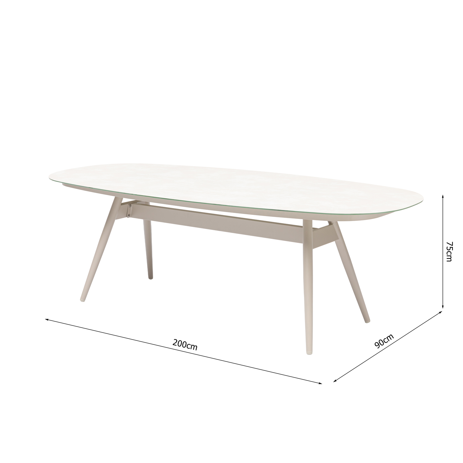 LUXUS! Dining Set PURO – 365 Tage draußen leben - 6 x Puro Stapelsessel in PEARL &amp; 1 x Puro Tisch