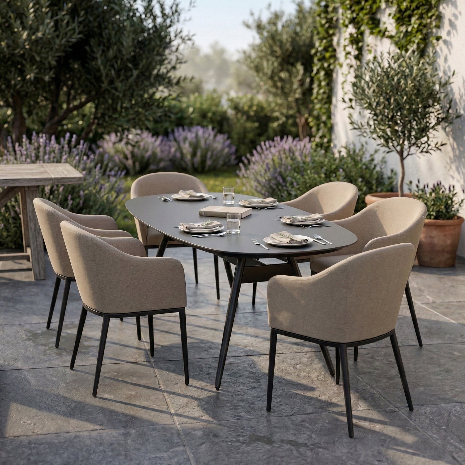 Outdoor Dining Sessel Eclipse LIKA-TEX® 100% wetterfest natur