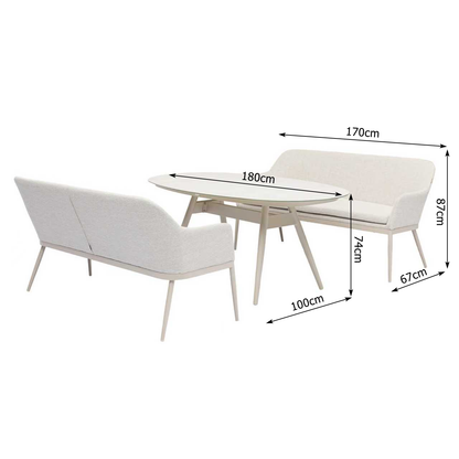 Outdoor Alu Dining Set Evara / VELUVÉ by LIKA-TEX® pearl - 100% wetterfest