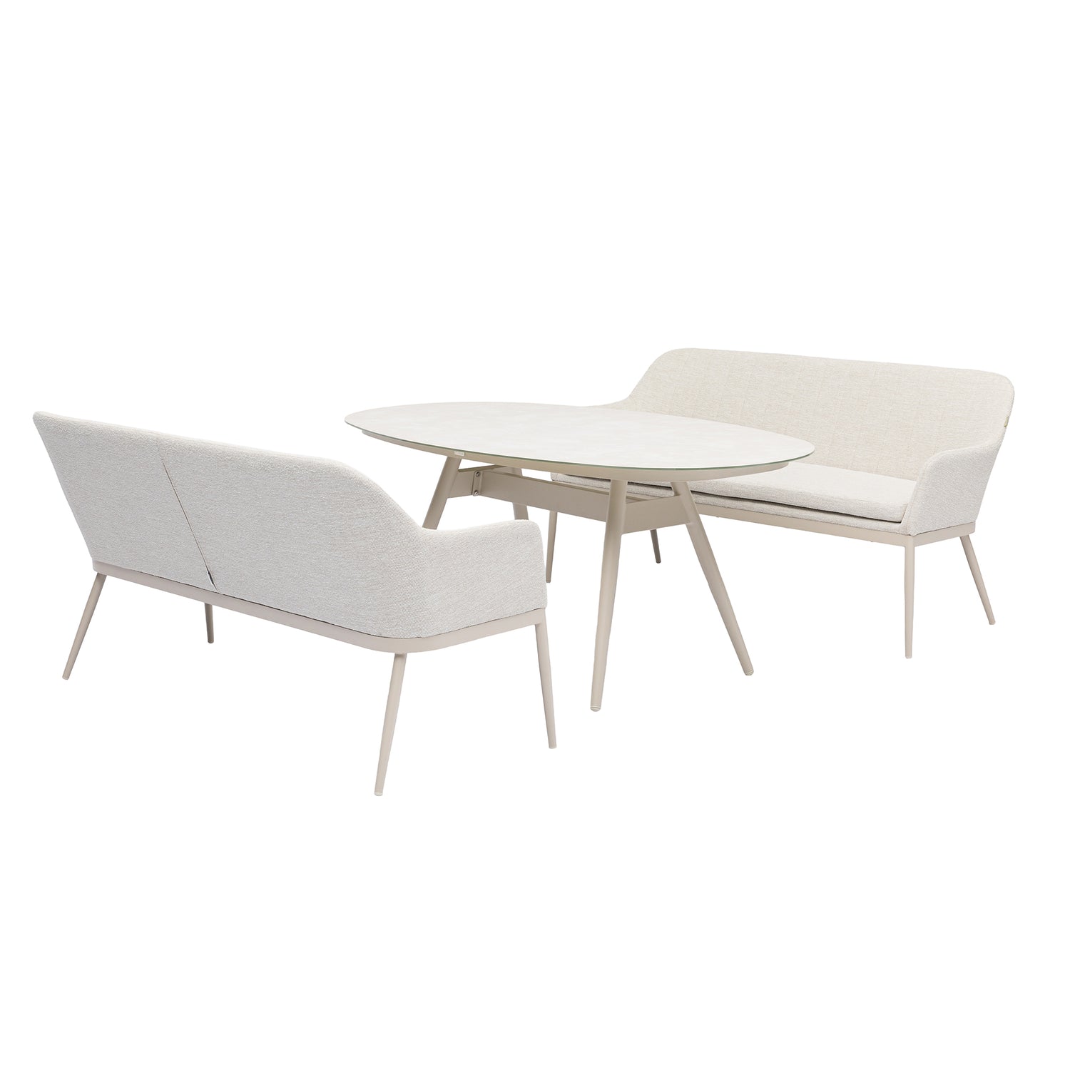 Outdoor Alu Dining Set Evara / VELUVÉ by LIKA-TEX® pearl - 100% wetterfest