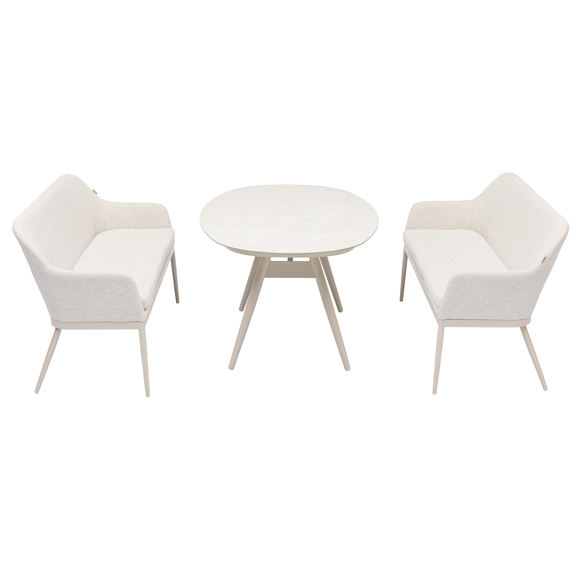 Outdoor Alu Dining Set Evara / VELUVÉ by LIKA-TEX® pearl - 100% wetterfest
