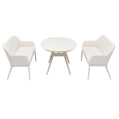 Outdoor Alu Dining Set Evara / VELUVÉ by LIKA-TEX® pearl - 100% wetterfest