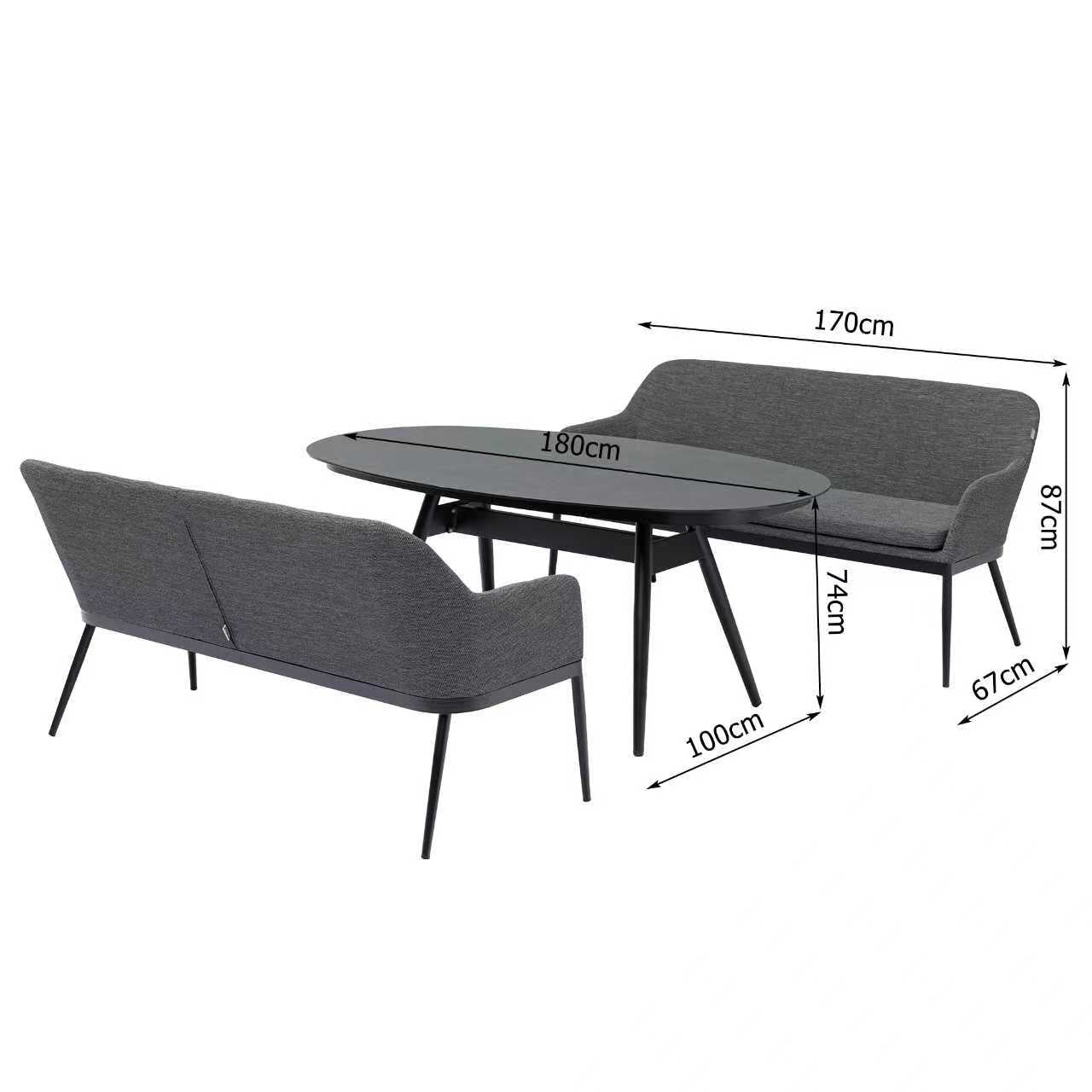 Exklusive Flair! Das Outdoor Dining Set EVARA VELUVÉ / LIKA-TEX® - 100% wetterfest