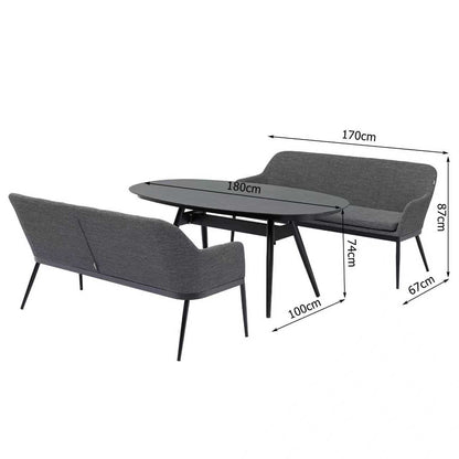 Exklusive Flair! Das Outdoor Dining Set EVARA VELUVÉ / LIKA-TEX® - 100% wetterfest