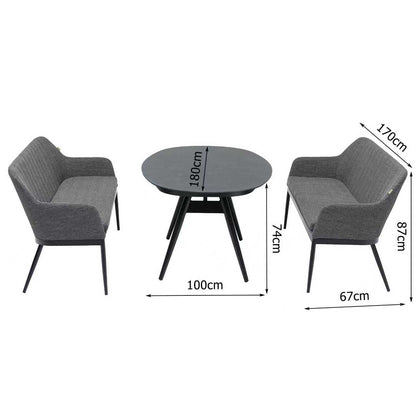 Exklusive Flair! Das Outdoor Dining Set EVARA VELUVÉ / LIKA-TEX® - 100% wetterfest