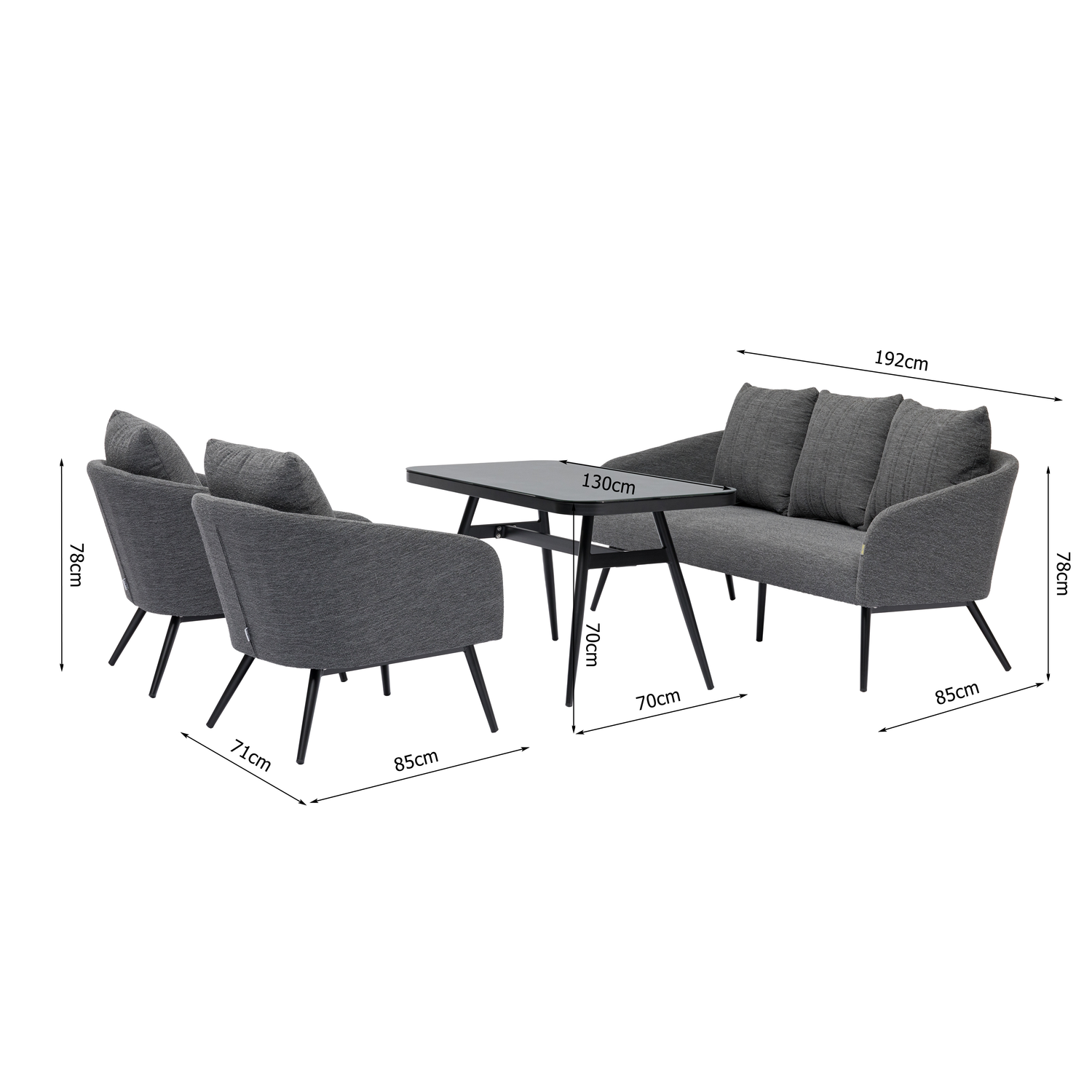 Outdoor Lounge Set Pulse VELUVÉ by LIKA-TEX® Bezug zu 100% Wetterfest onyx