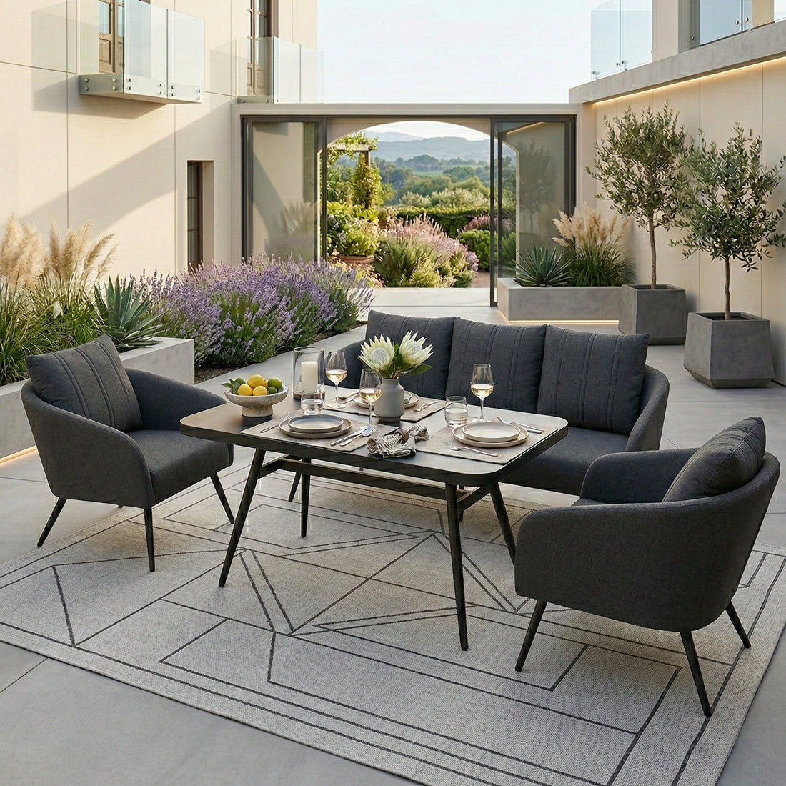 Outdoor Lounge Set Pulse VELUVÉ by LIKA-TEX® Bezug zu 100% Wetterfest onyx