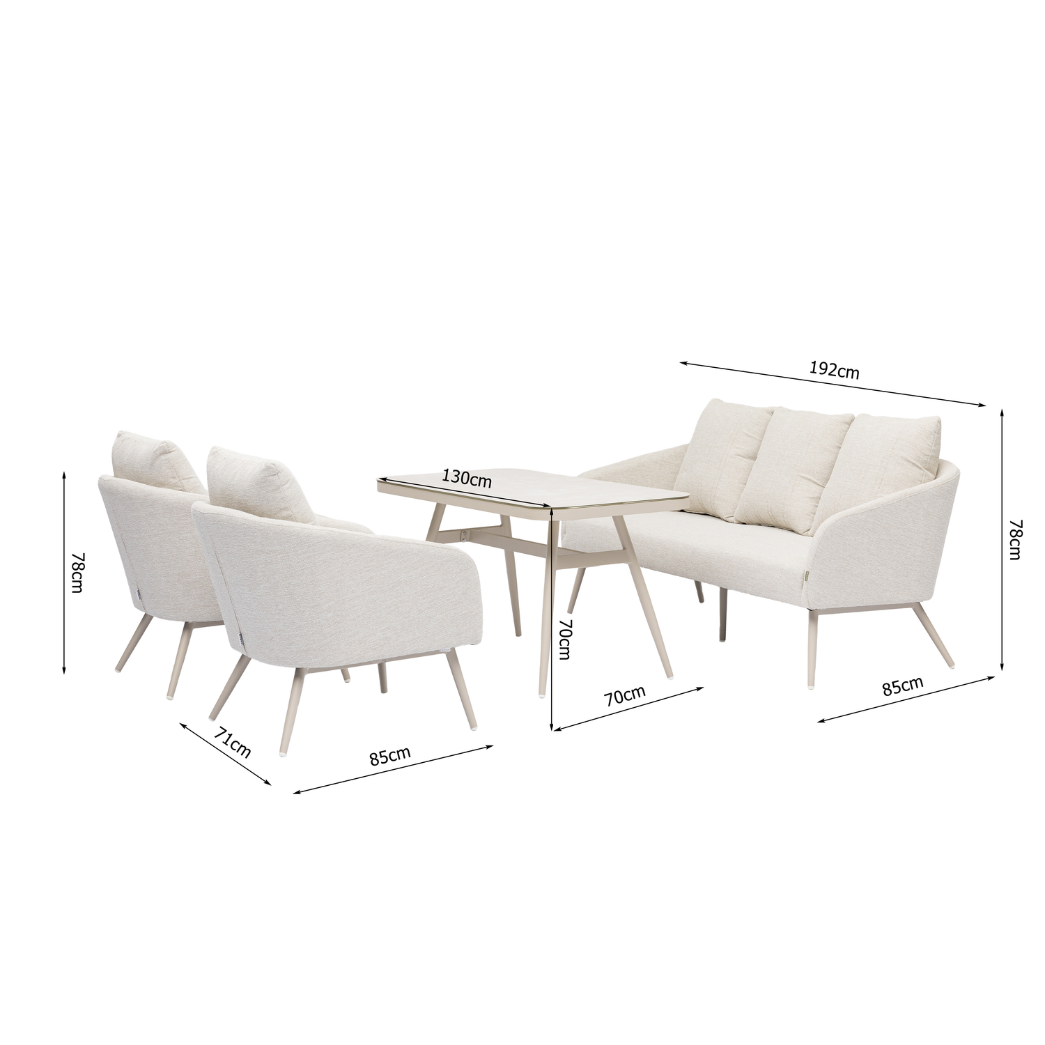 Outdoor Lounge Set Pulse VELUVÉ by LIKA-TEX® Bezug zu 100% Wetterfest pearl