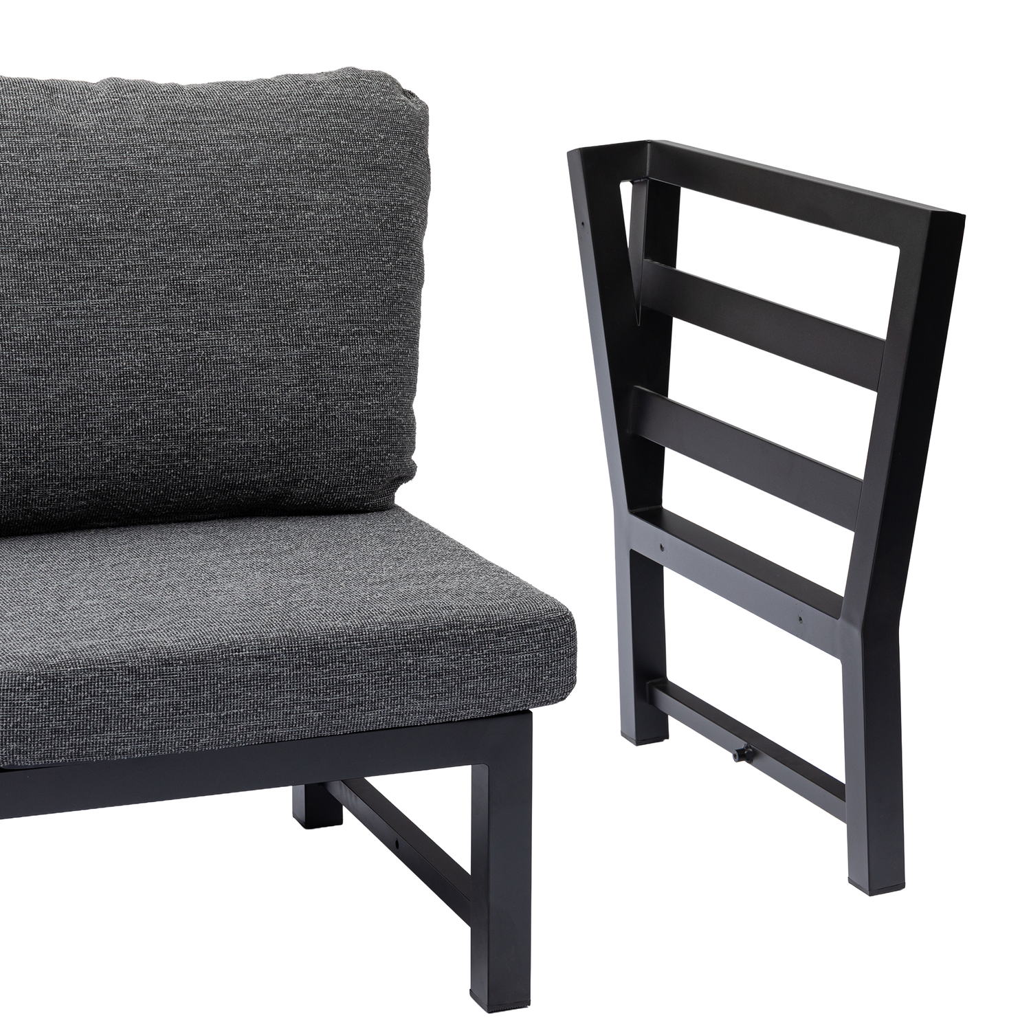 Alu Dining Lounge Set Kaprun 3in1 Funktion mit 100% wetterfestem VELUVÉ LIKA-TEX® Bezug onyx