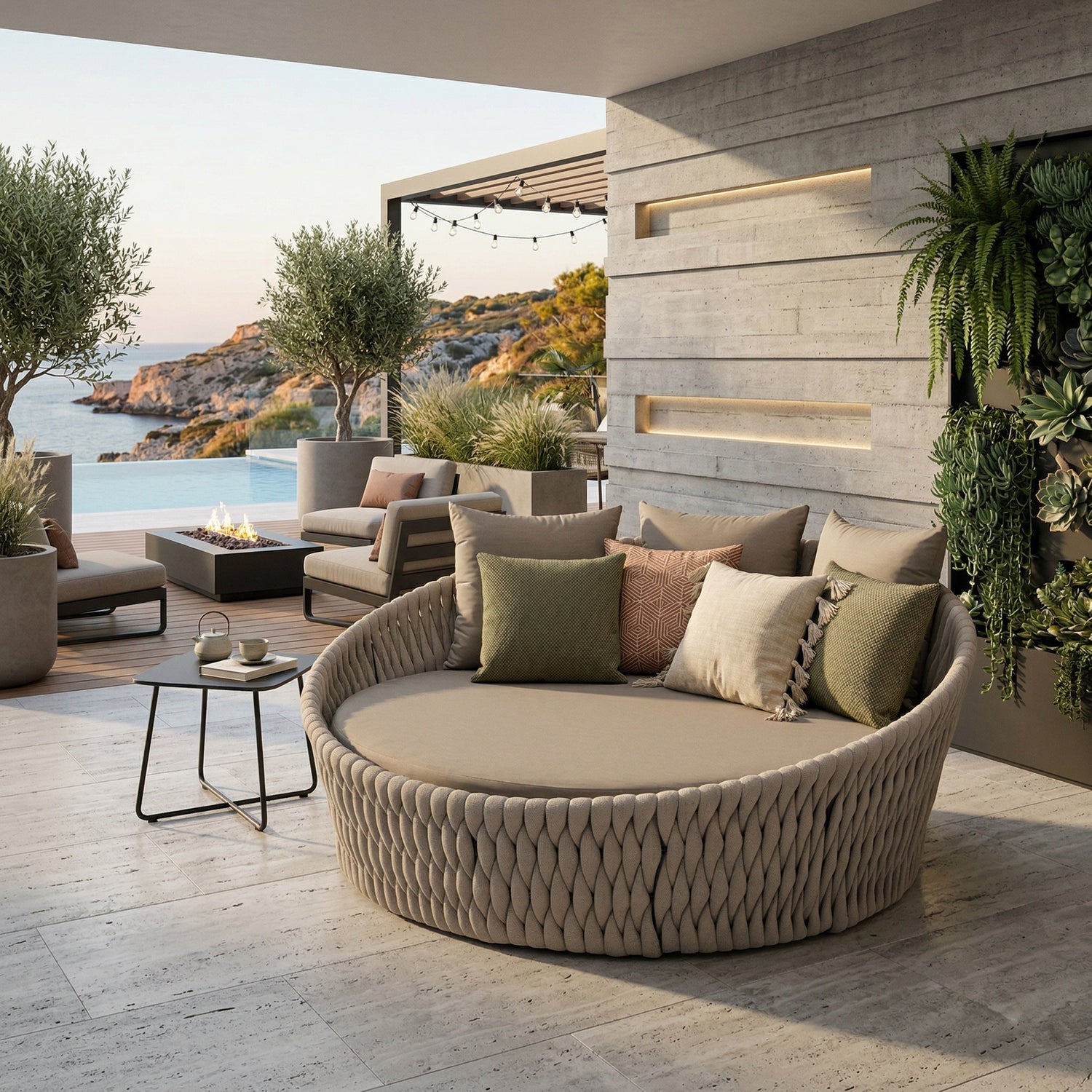 LUXUS PUR! Alu / Rope Daybed Orba 100% wetterfest LIKA-TEX® Bezug