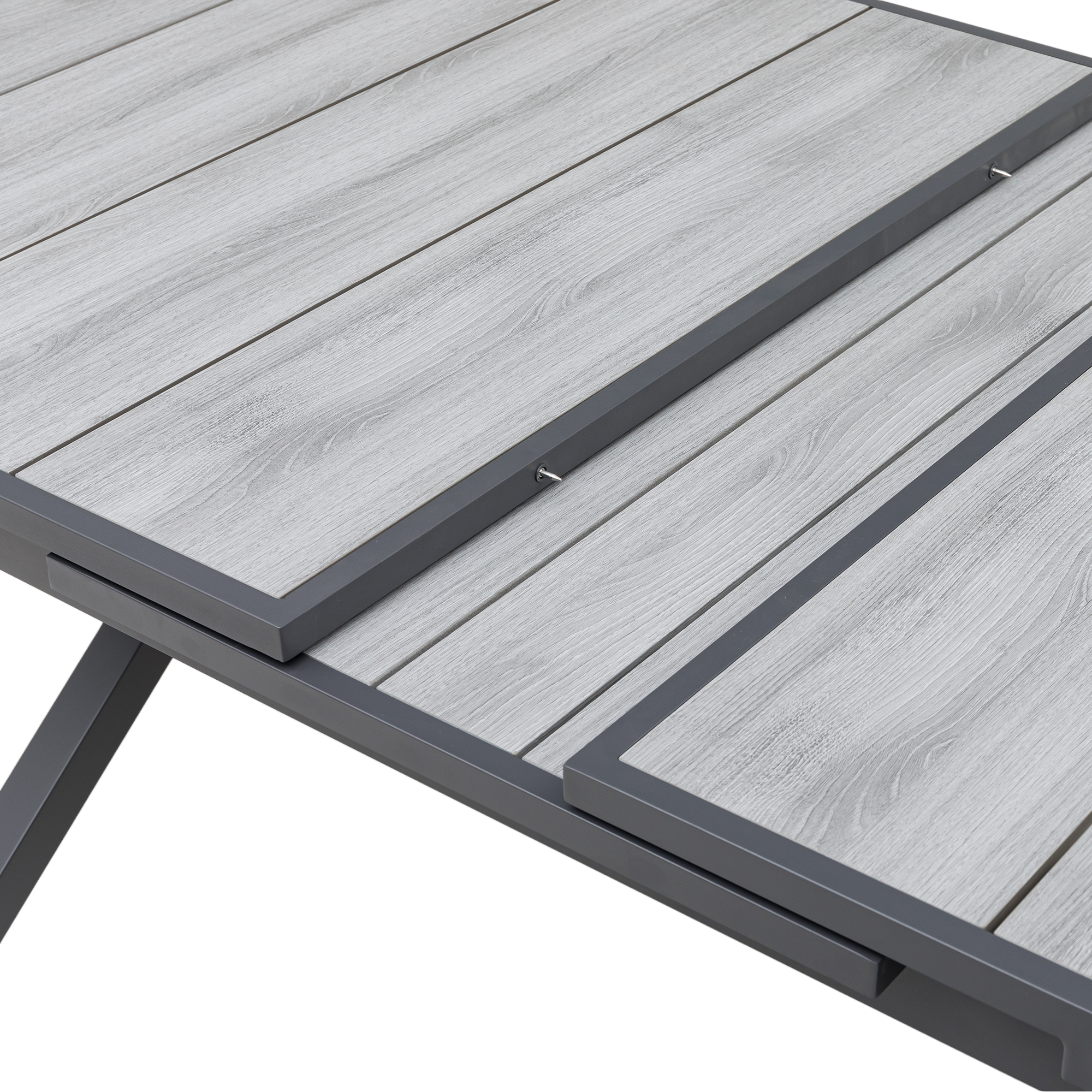 Dining Ausziehtisch Meran Shadow grey / Aluminium Nonwood TEAK Belattung