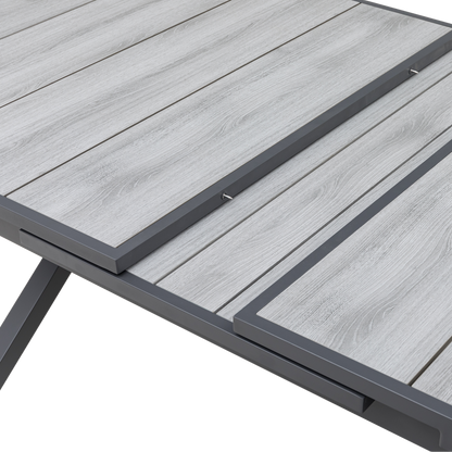 Dining Ausziehtisch Meran Shadow grey / Aluminium Nonwood TEAK Belattung