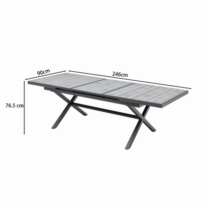 Dining Ausziehtisch Meran Shadow grey / Aluminium Nonwood TEAK Belattung