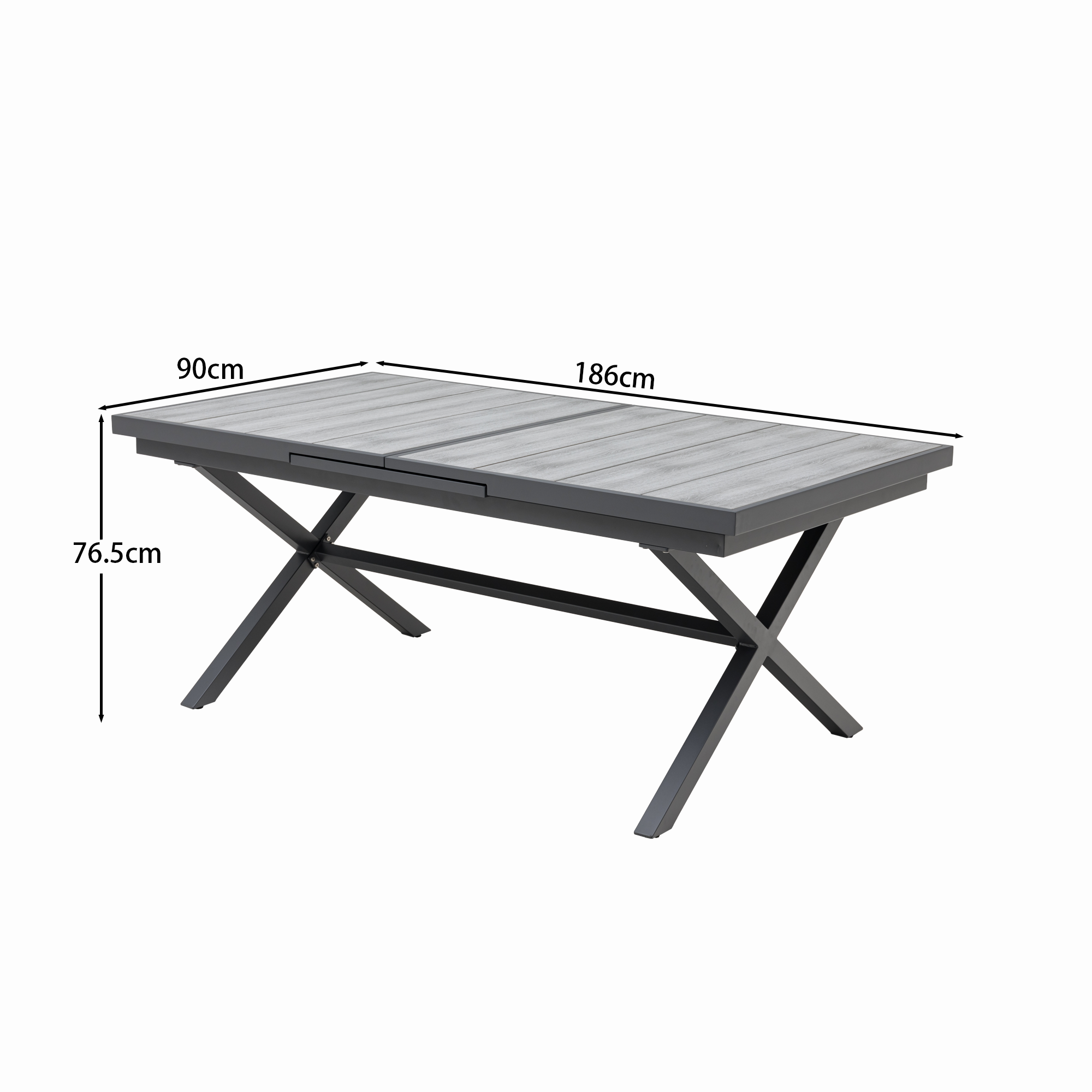 Dining Ausziehtisch Meran Shadow grey / Aluminium Nonwood TEAK Belattung