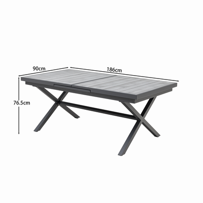 Dining Ausziehtisch Meran Shadow grey / Aluminium Nonwood TEAK Belattung