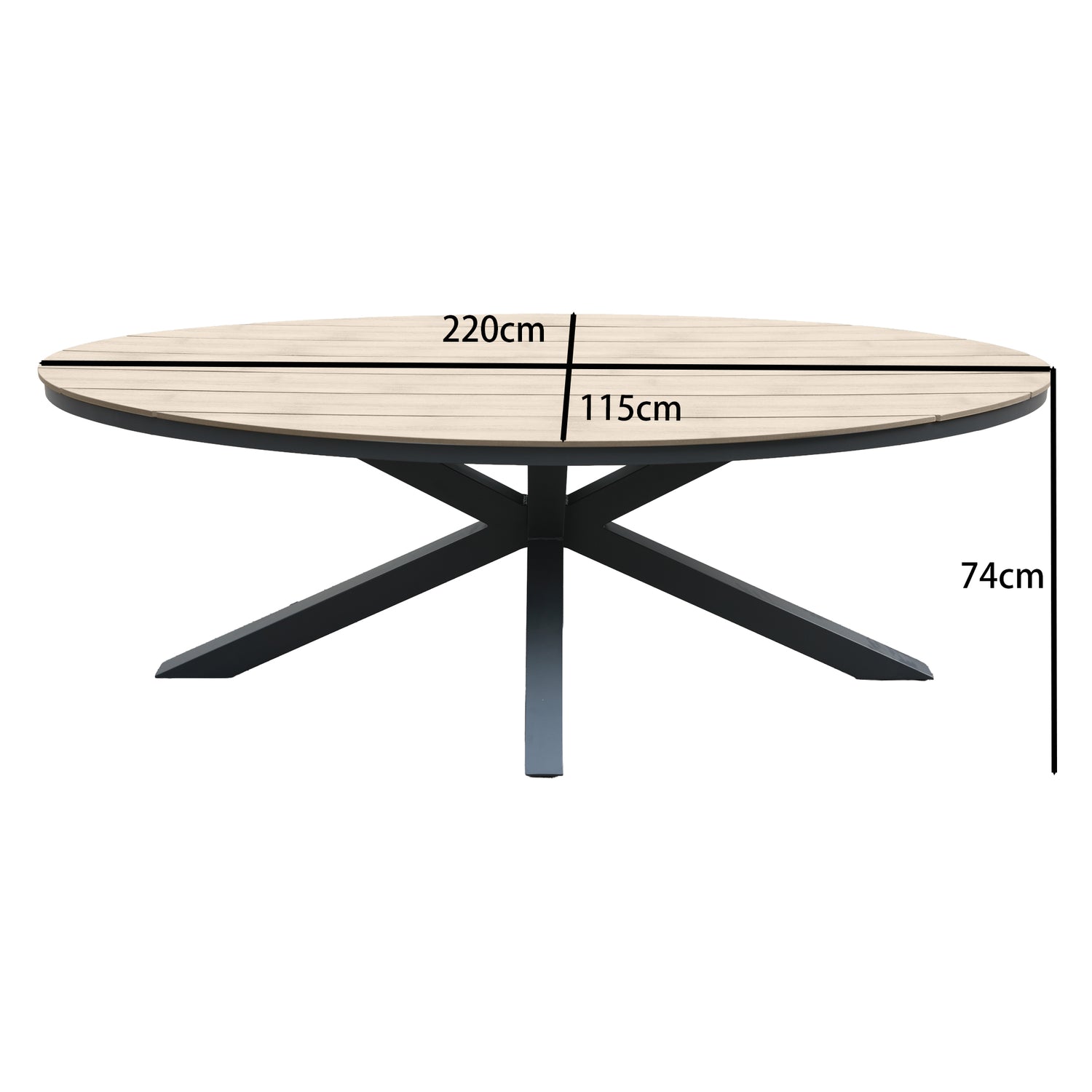 ☀️Summer Deal !☀️ Aluminium / Nonwood Tisch Volterra 220x115x74cm in der Farbe Oak