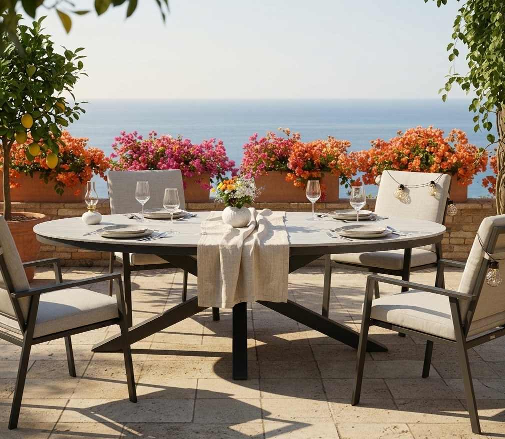 ☀️Summer Deal !☀️ Aluminium / Nonwood Tisch Volterra 180x115x75cm in der Farbe oak