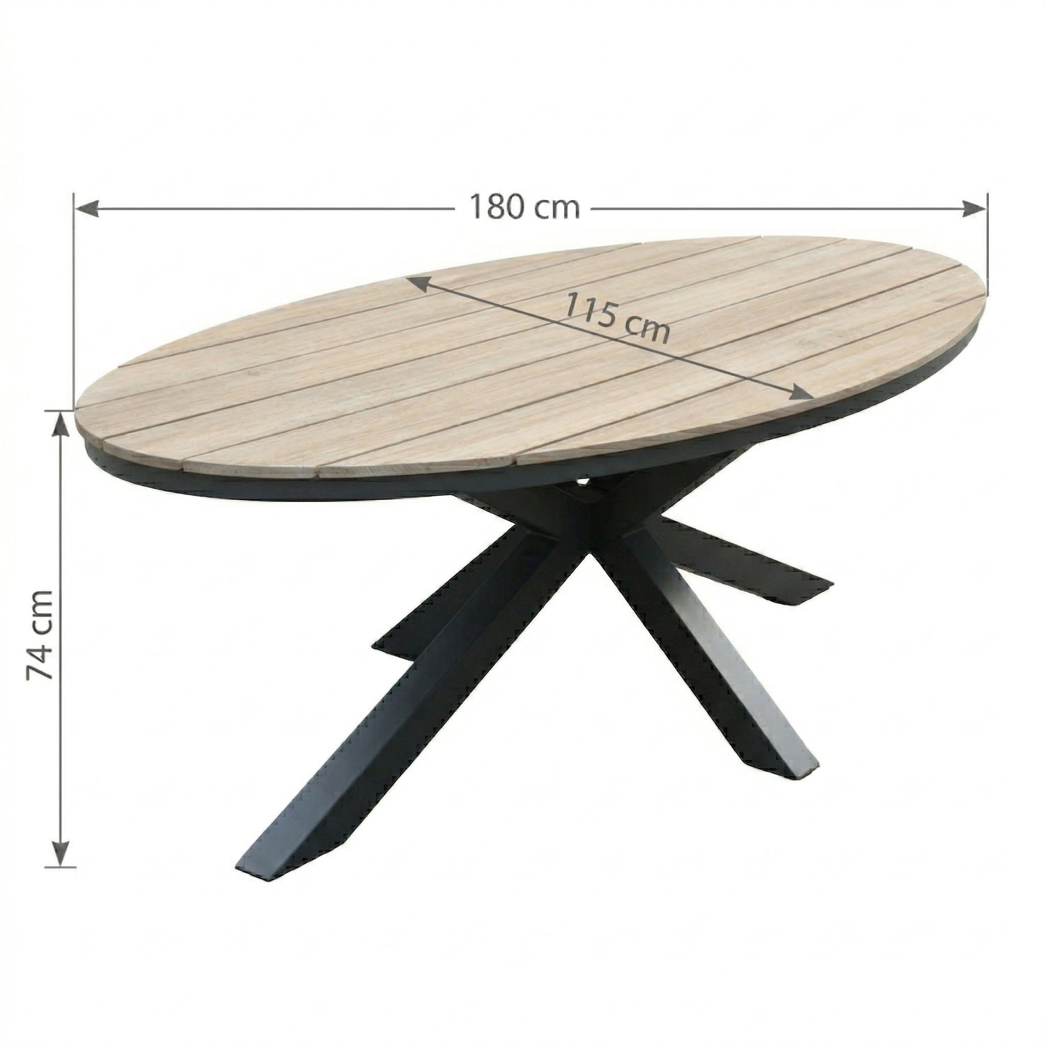 ☀️Summer Deal !☀️ Aluminium / Nonwood Tisch Volterra 180x115x75cm in der Farbe oak