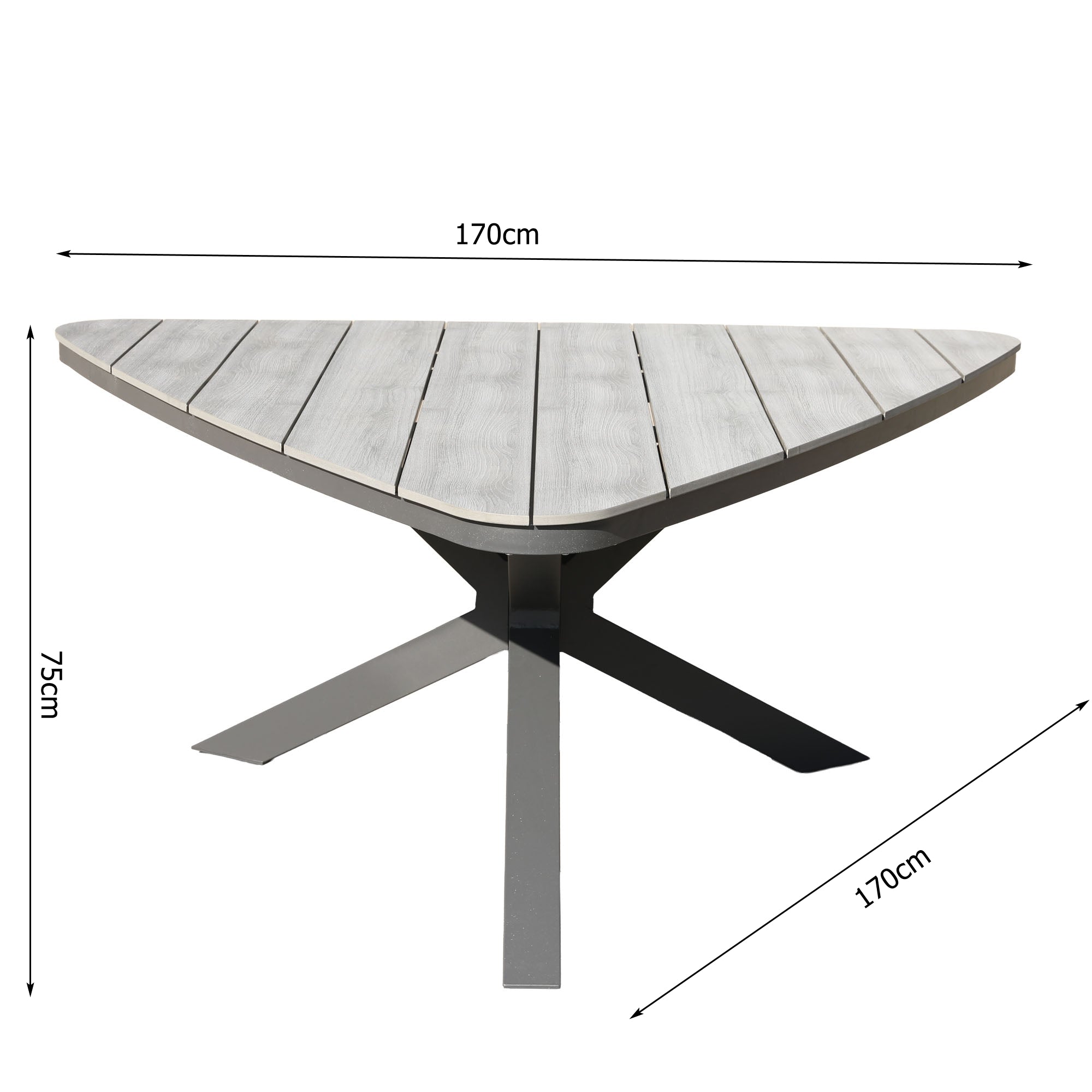 Aluminium / Nonwood Tisch Volterra 170x170x75cm grau