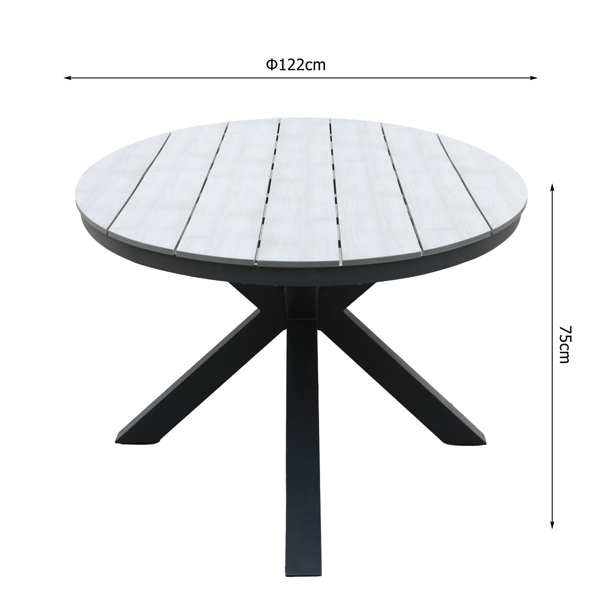 Aluminium / Nonwood Tisch Volterra ø122x75cm grau