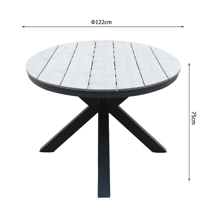 Aluminium / Nonwood Tisch Volterra ø122x75cm grau