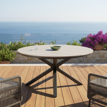 Aluminium / Nonwood Tisch Volterra ø122x75cm oak - Runder Tisch