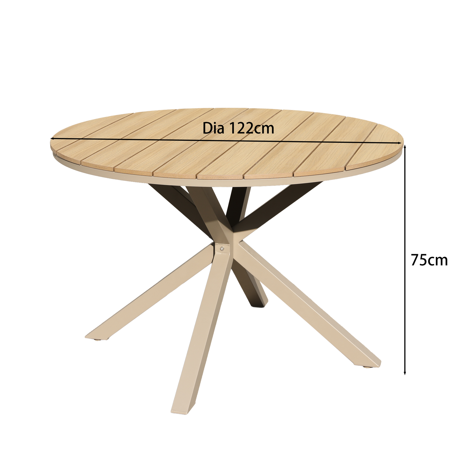 Aluminium / Nonwood Tisch Volterra ø122x75cm oak - Runder Tisch