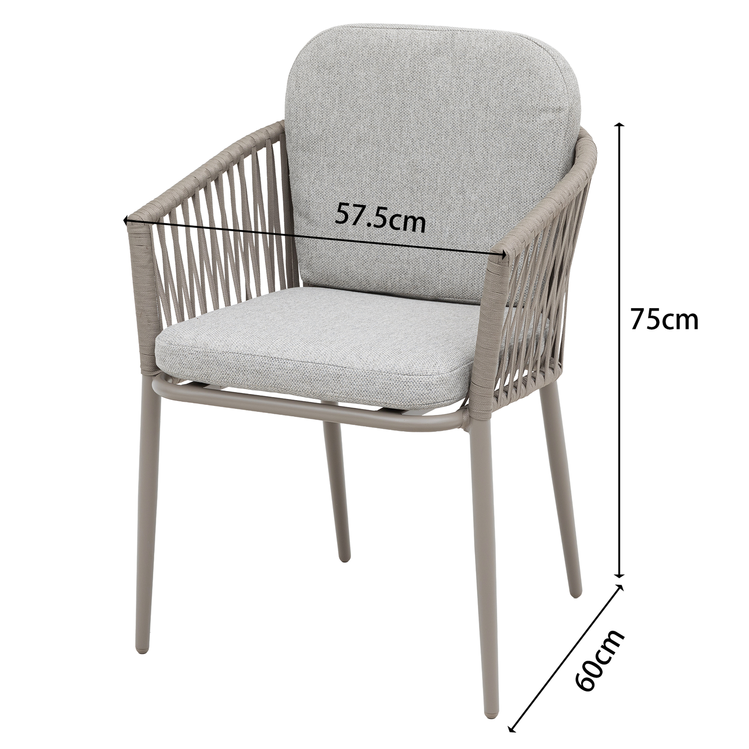 Aluminium / Rope Dining Stapelsessel Liora / Mocca - Taupe - Natur