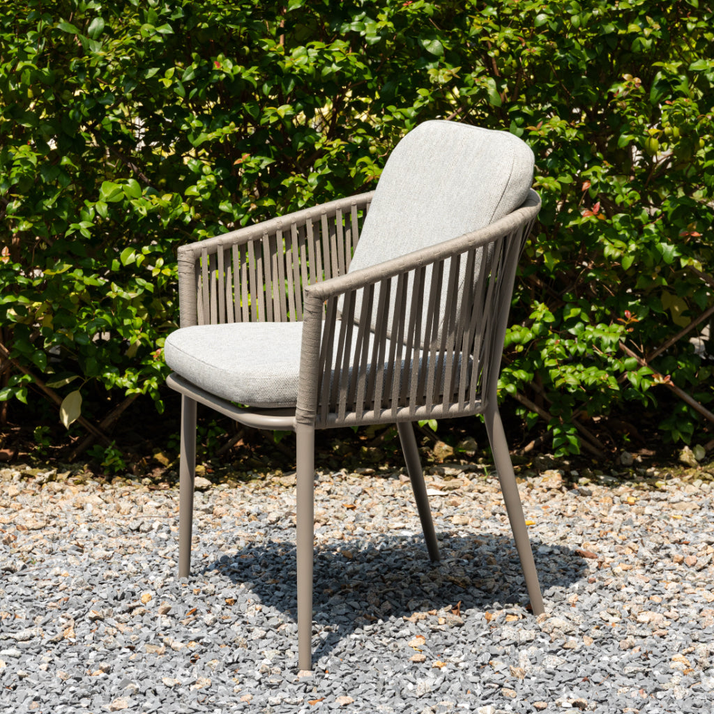Aluminium / Rope Dining Stapelsessel Liora / Mocca - Taupe - Natur