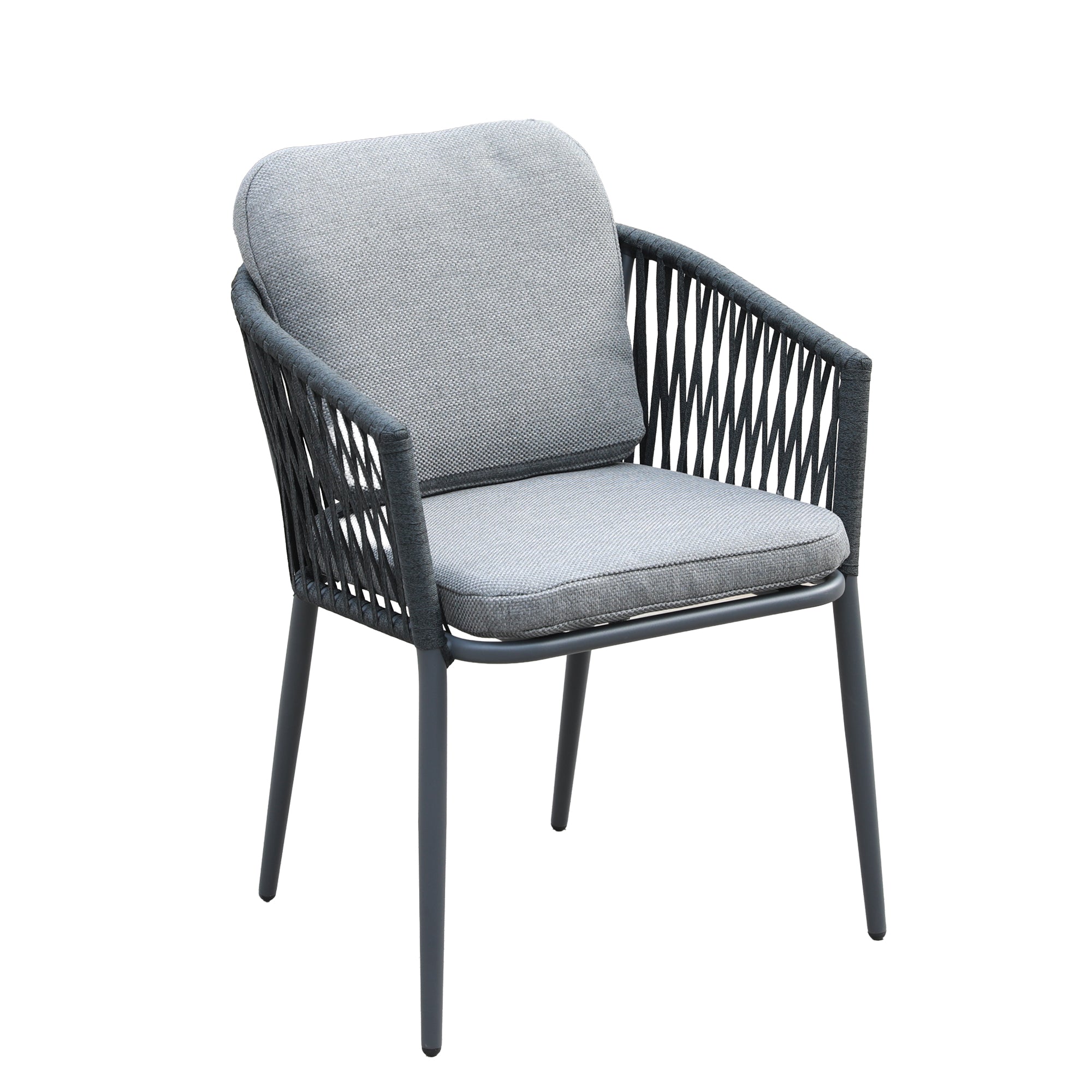 Aluminium / Rope Dining Stapelsessel Liora in anthrazit