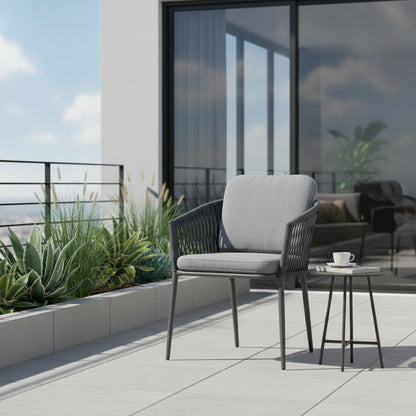 Aluminium / Rope Dining Stapelsessel Liora in anthrazit