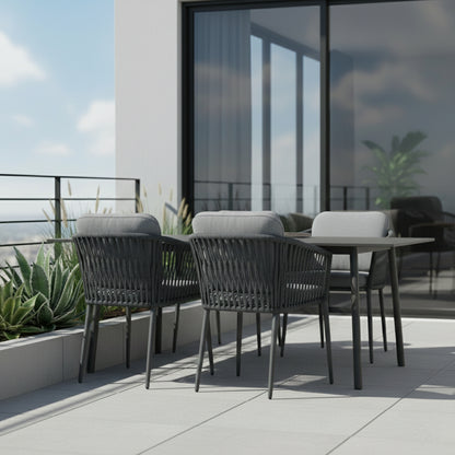 Aluminium / Rope Dining Stapelsessel Liora in anthrazit