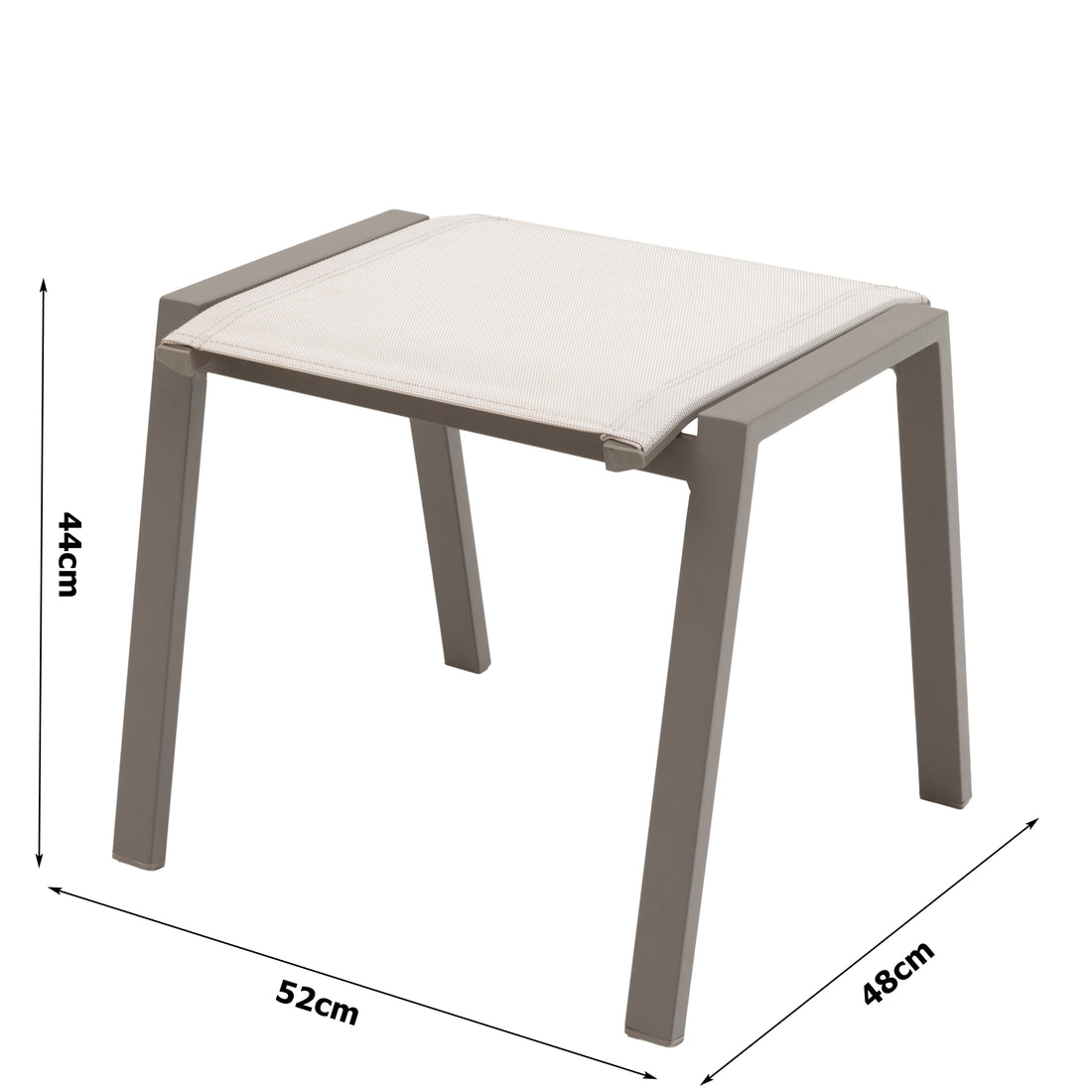 Aluminium / Textilen Hocker Meran in Mocca - Mousse / Ecru