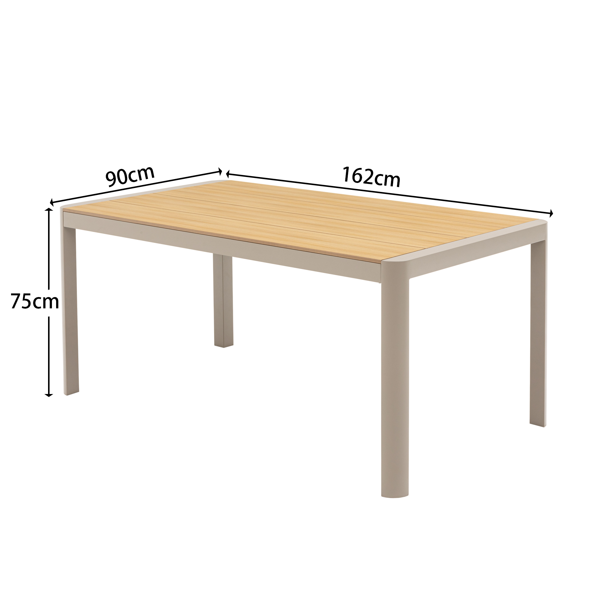 Dining Tisch Meran / Aluminium kombiniert mit Nonwood Teak Look Elementen