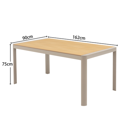 Dining Tisch Meran / Aluminium kombiniert mit Nonwood Teak Look Elementen
