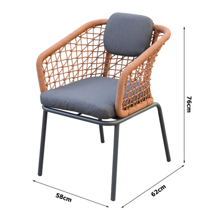 Aluminium / Rope Dining Sessel Modena anthrazit / kupfer