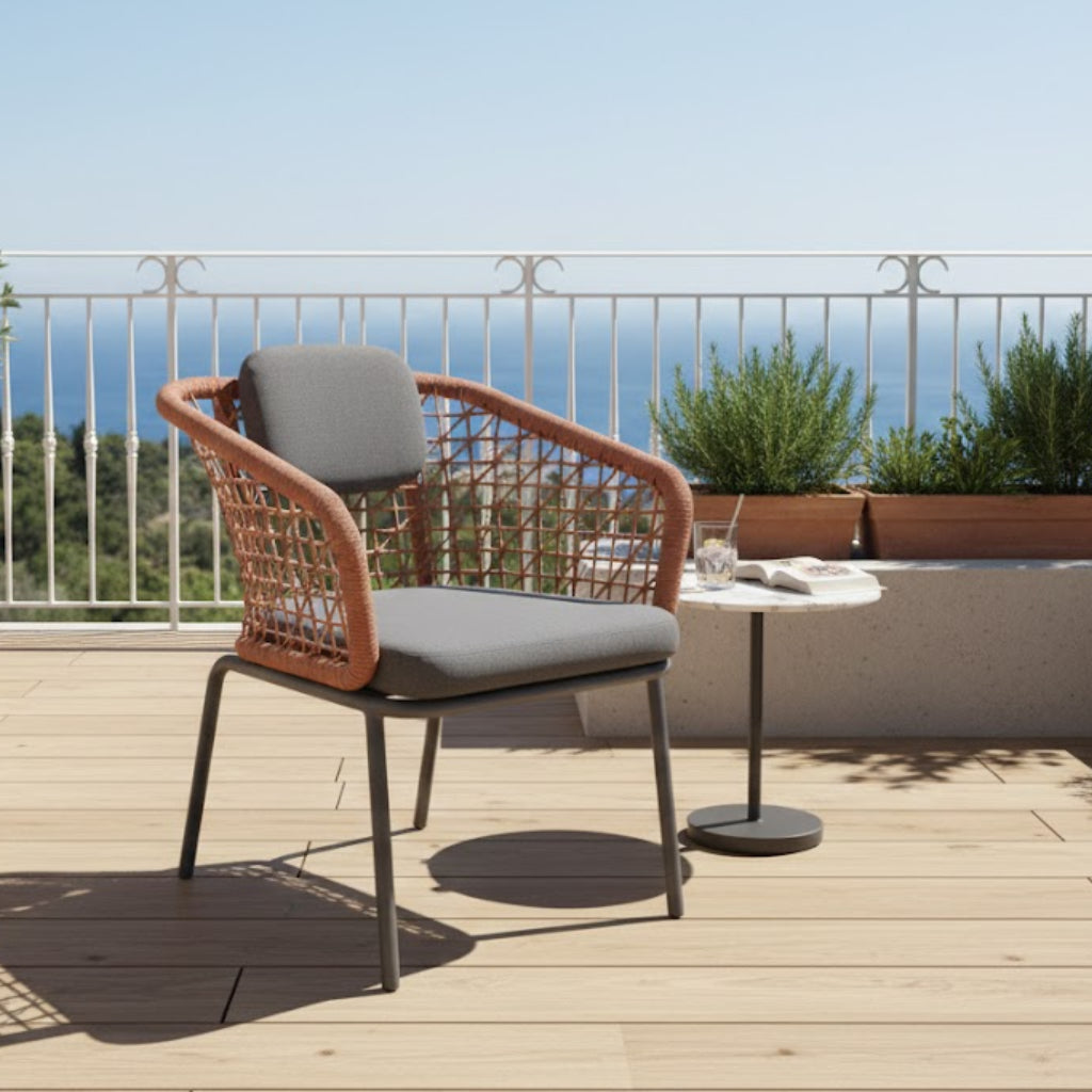 Aluminium / Rope Dining Sessel Modena anthrazit / kupfer