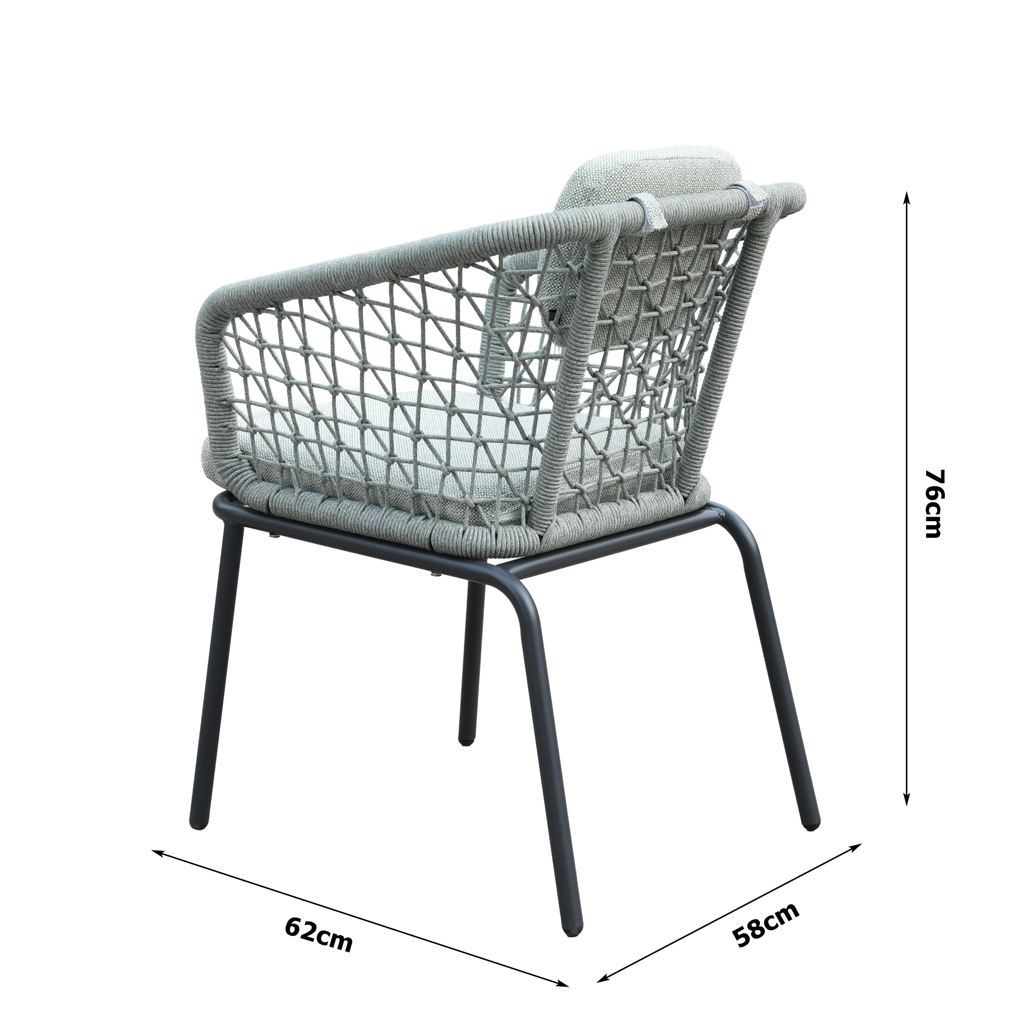 Aluminium / Rope Dining Sessel Modena anthrazit / mint