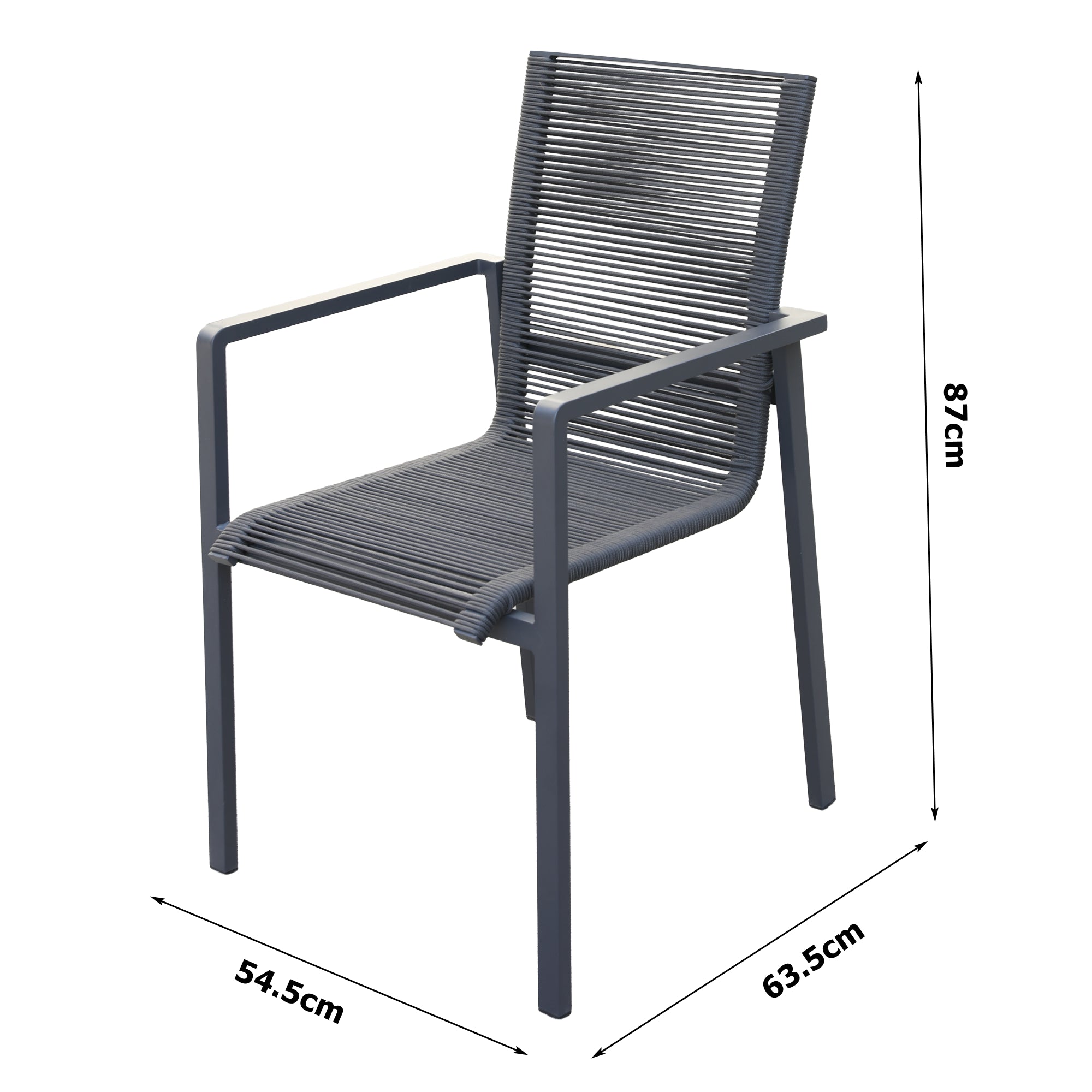 Aluminium / Rope Stapelsessel Zoe anthrazit / grau