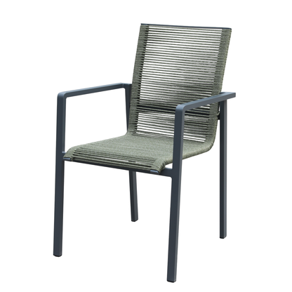 Aluminium / Rope Stapelsessel Zoe anthrazit / grün