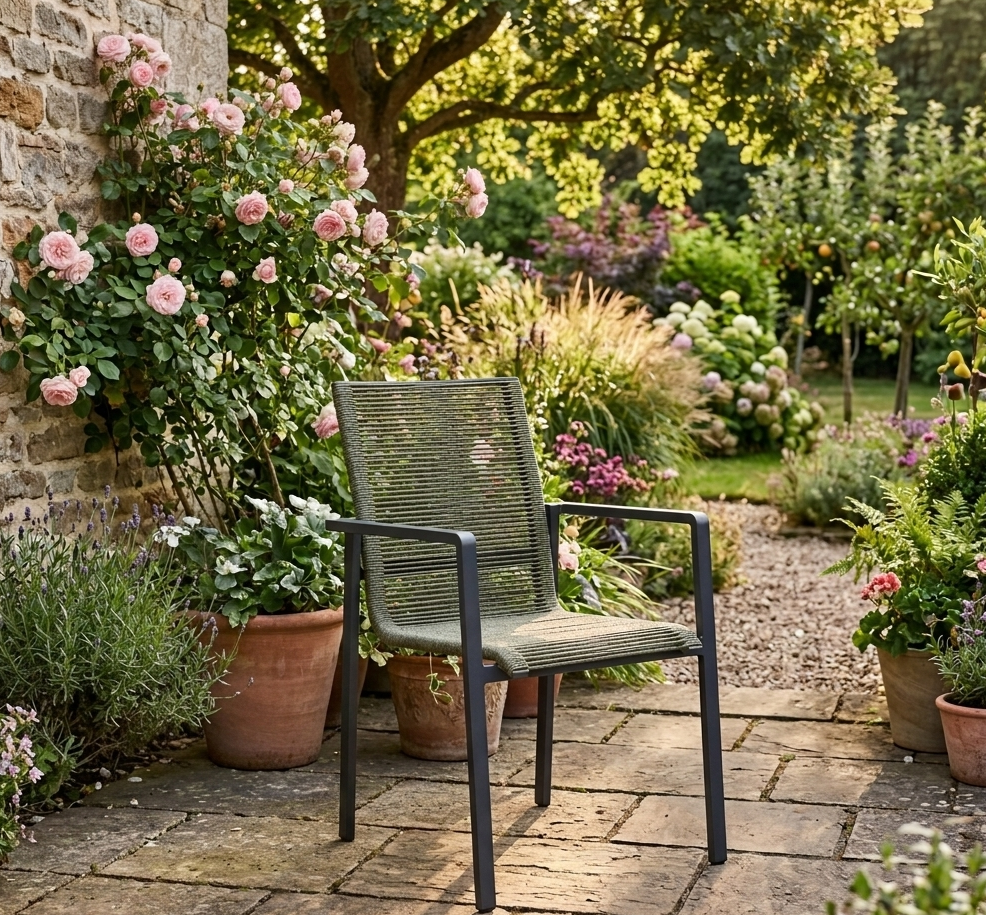 5 tlg Garten-Set Volterra Grau &amp; Zoe in grün – Stilvoll genießen im Freien