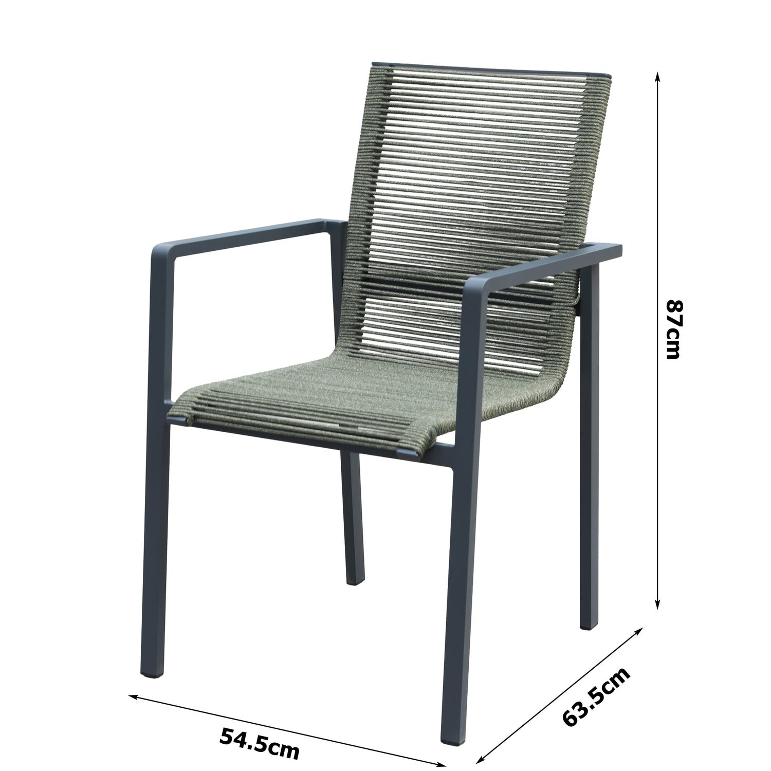 Aluminium / Rope Stapelsessel Zoe anthrazit / grün