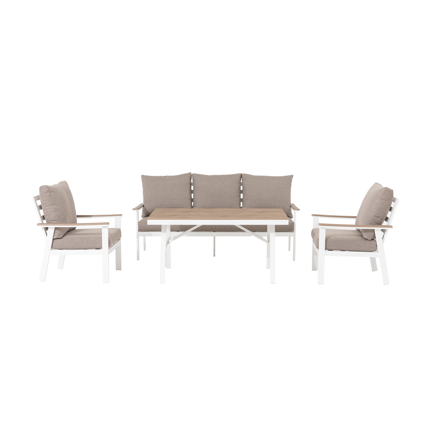 Aluminium / Nonwood Dining Lounge Set Isla weiß/natur