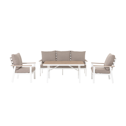 Aluminium / Nonwood Dining Lounge Set Isla weiß/natur
